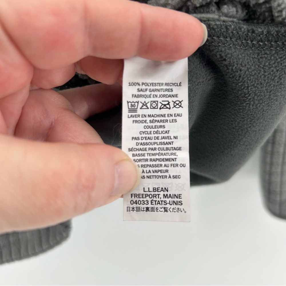 L.L. Bean Mountain Classic Windproof Fleece Grid Grey Jacket Mens Medium Hiking - Picture 7 of 11